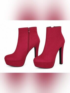 Mossimo Supply Co. Red Platform Ankle Booties with Side Zip